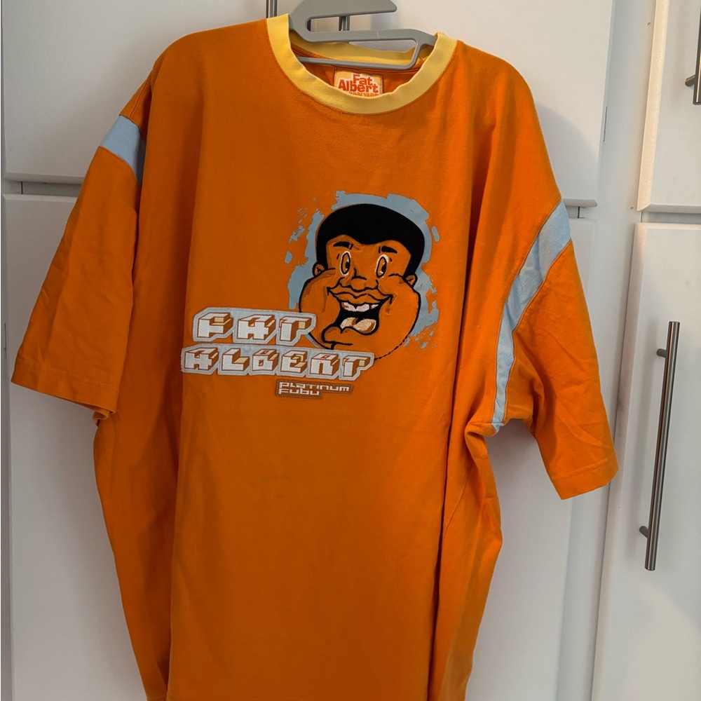 Vintage Platinum Fat Albert Junkyard Gang Orange Cartoon T-Shirt